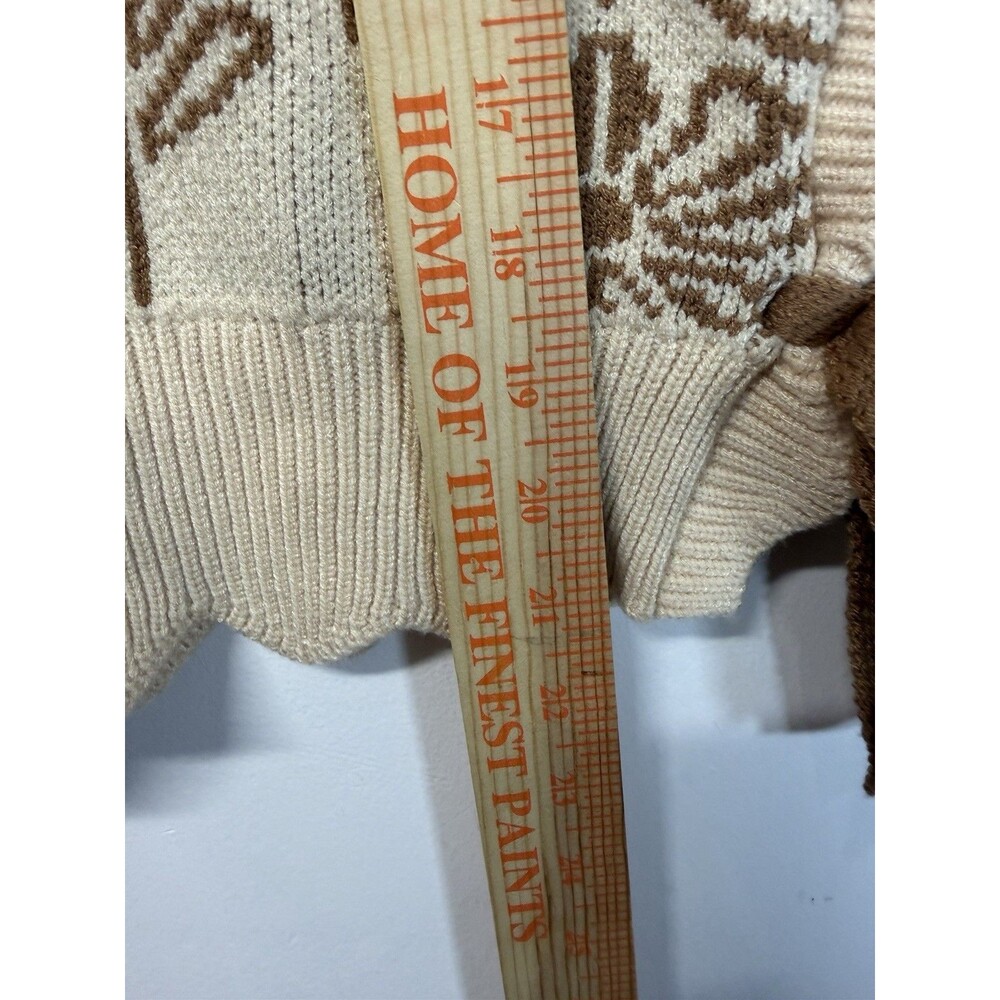 &merci Floral Jacquard Sweater Vest Cream Brown Side Tie Bow Scallop Sz M NWT - Picture 8 of 14